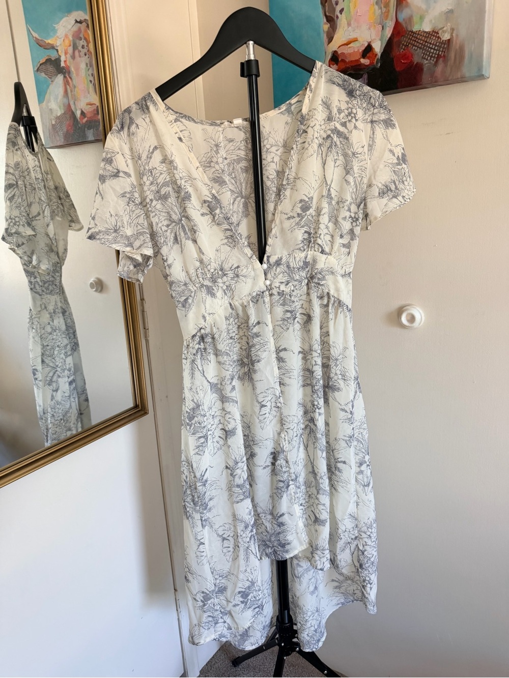 Kinmino Floral Cover Size S Ivory Gray